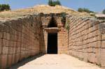 Door and triangle cantilevered from the tomb called the Treasury of Atreus, Mycenae, Greece.