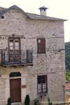 Traditional house with balcony, Pinakates, Pelion, Greece.