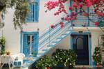 Staircase with bougainvillea, Agia Kyriaki, Greece.