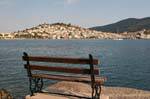 Poros, view from the bench Galatas, Greece.