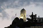 The clock tower night view, Poros, Greece.