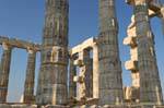 Fluted columns of the Temple of Poseidon Sounion, Greece.