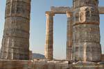 The base of the column is wider than the top, Temple of Poseidon, Cape Sounion, Attica, Greece.