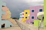 Cubic houses of colors, Psatha, Psahatos, Greece.