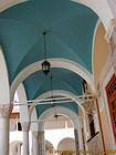 Sky under the arcades, Hydra, Greece.