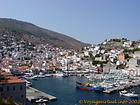 View of the port of Hydra from the fort, Greece.