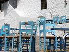 Greek style bistro chairs, Spetses, Greece.