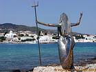 Metal mermaid sculpture, Spetses, Greece.