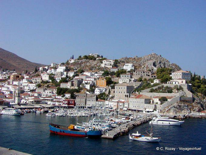 Panorama of the harbor, Hydra - Greece