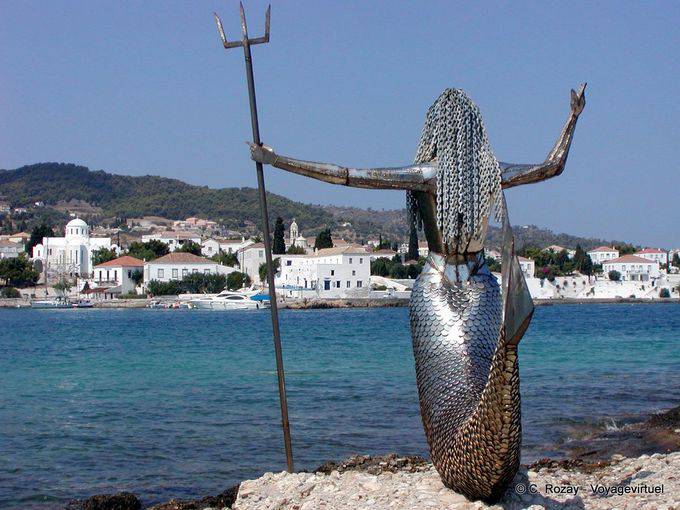 Metal mermaid sculpture, Spetses - Greece