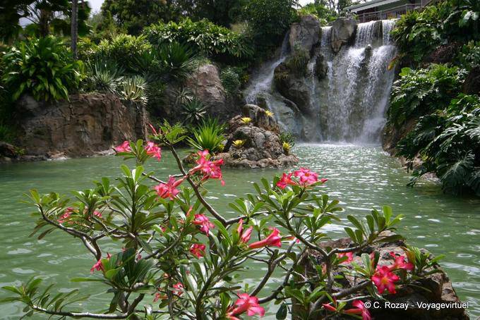 Waterfall located under Deshaies park restaurant - Guadeloupe