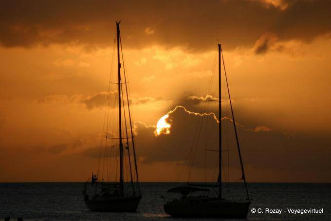 Sailboat at sunset, Deshaies - Guadeloupe