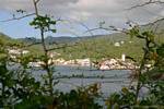 View of the town of Deshaies from Point Battery, Guadeloupe.