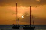 Sailboat at sunset, Deshaies, Guadeloupe.