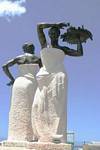 Black and white statue, instead of the seaside market, Basse-Terre, Guadeloupe.