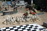 Cemetery in Port-Louis, shells and tin graves, Guadeloupe.