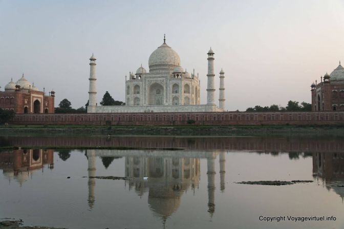 Agra Taj Mahal Sunset Yamuna Reflect - India