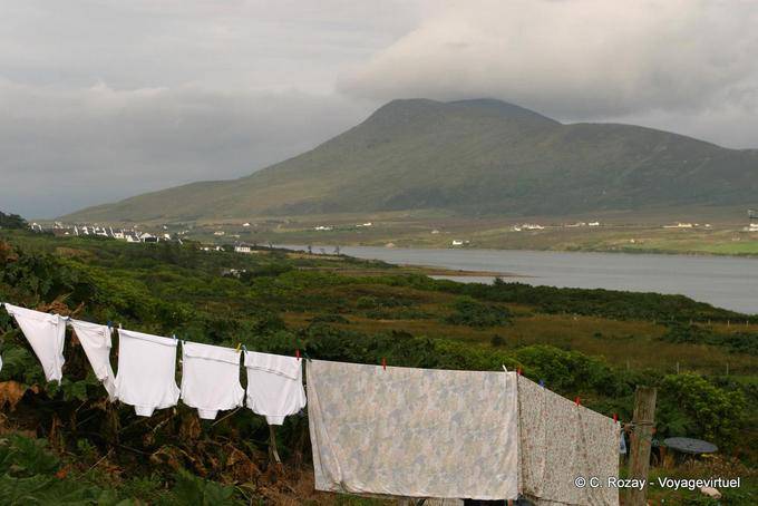 Linen and panorama towards Corraun Peninsula, Achill Road, Mulranny - Ireland