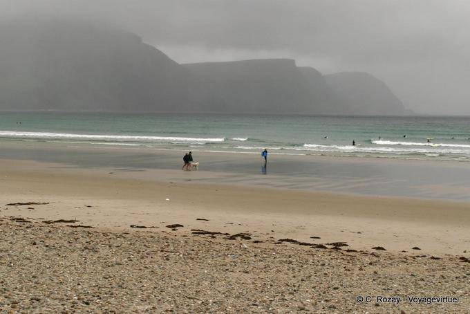 Icy swim with the cliffs of Keel, Achill Island - Ireland