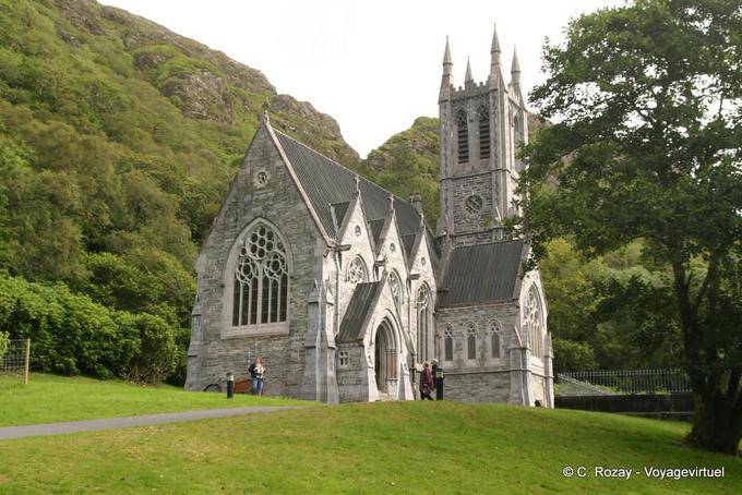 Neo-Gothic church in the shape of miniature cathedral, Connemara Kylemore Abbey - Ireland
