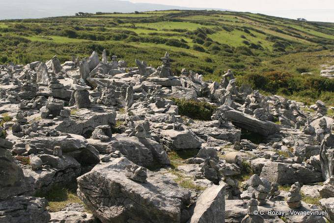 Stacks on the karst hills of the Burren - Ireland