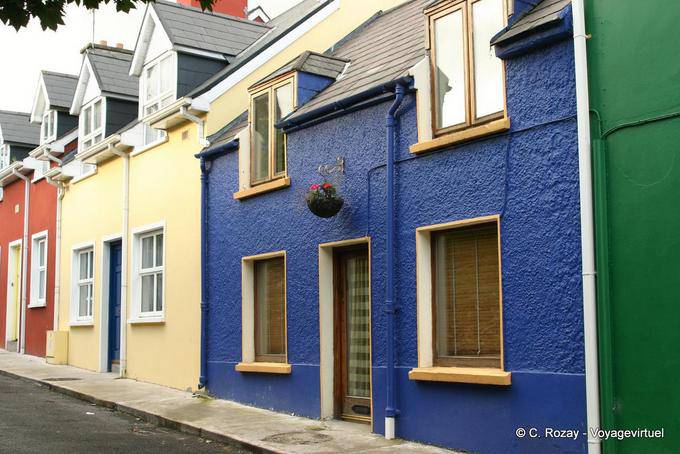 Colored houses on a street in Dingle - Ireland