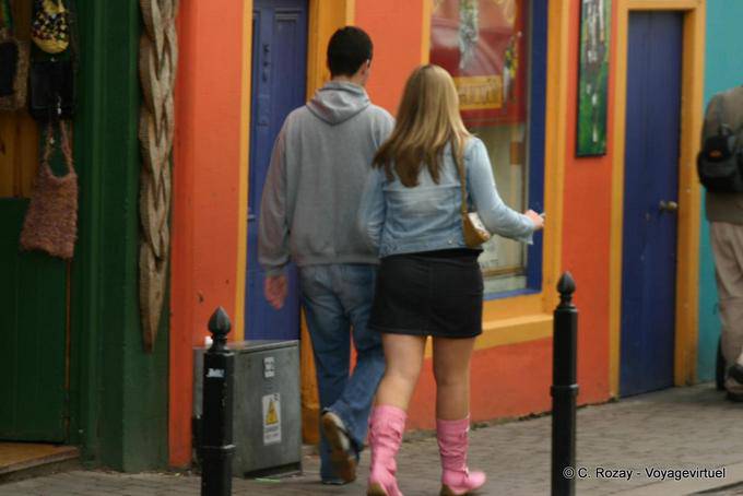 Miniskirt and pink boots, Dingle - Ireland