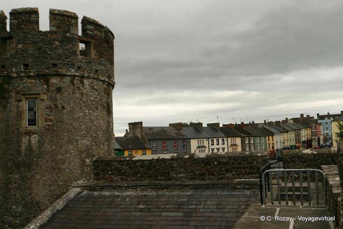 Circular keep and terraced houses of the town, Cahir Castle - Ireland