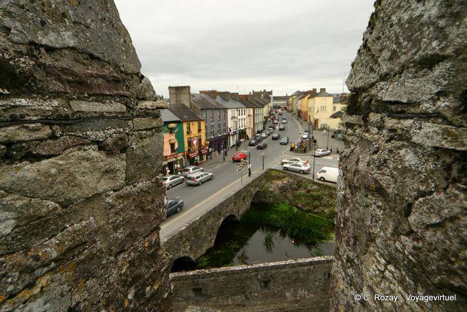 Panorama of the River Suir and the city from the Cahir Castle - Ireland