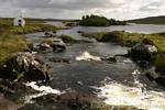 Streams and small house, Connemara, Ireland.