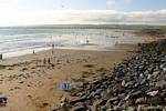 Crowd on the huge ocean beach, Lahinch, Ireland.
