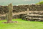Ogham standing stones inside the Riasc Monastery (Reask), Dingle, Ireland.