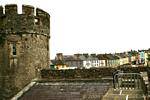 Circular keep and terraced houses of the town, Cahir Castle, Ireland.