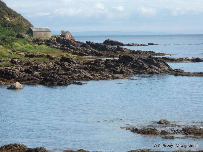 Houses in the rocks on the coast, Layde Road, Antrim - Nothern Ireland