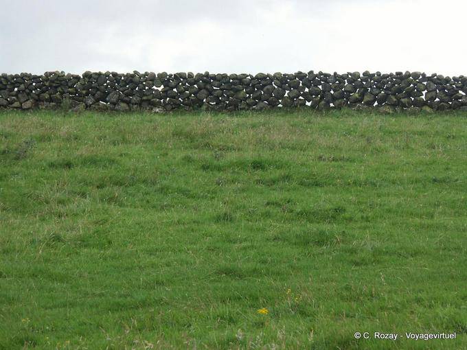 Stack of dry stone to form a wall, Antrim Coast - Nothern Ireland