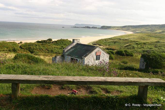 Bench and old house, White Park Bay - Nothern Ireland