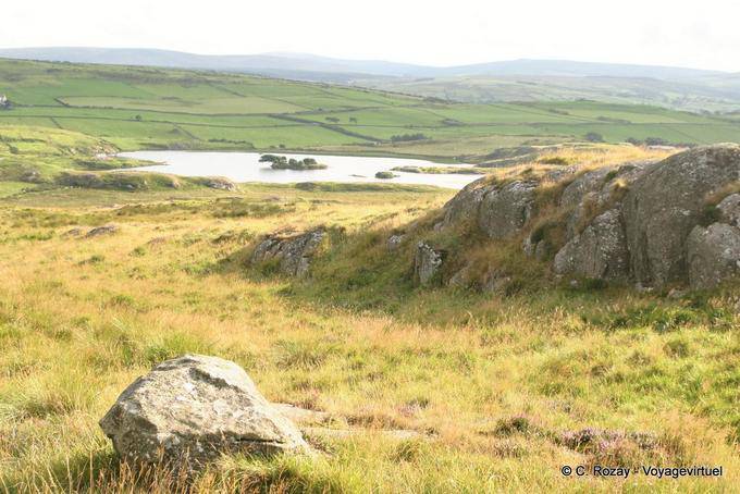 Lough na Cranagh and artificial island created in the Iron Age, Fair Head - Nothern Ireland