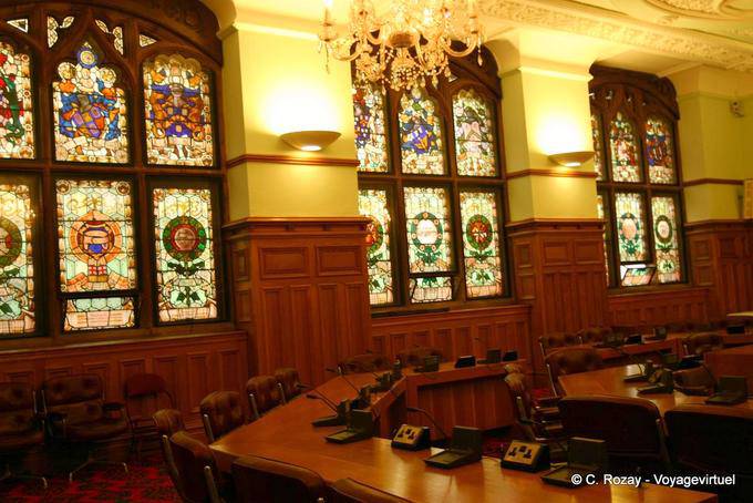 Stained glass windows of the former palace of corporations, Guildhall, Derry - Nothern Ireland