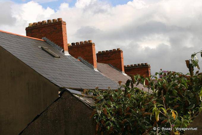 Collective chimneys on a roof, Derry - Nothern Ireland