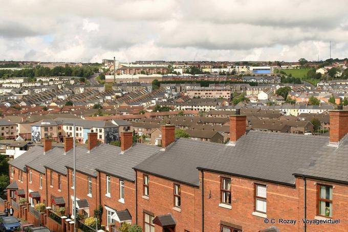 Row houses typical brick Fahan Street, Derry - Nothern Ireland