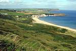 Cliffs and meadows, White Bay, Antrim Coast, Nothern Ireland.