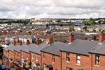 Row houses typical brick Fahan Street, Derry, Nothern Ireland.