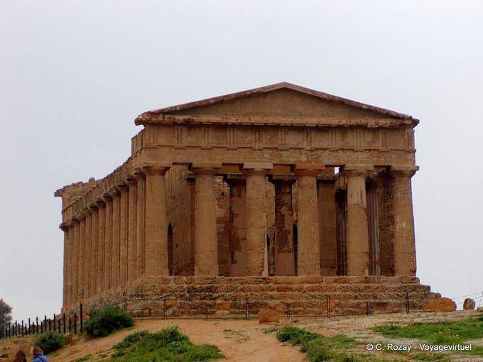 Facade and columns of the Temple of Concord, Agrigento - Italy