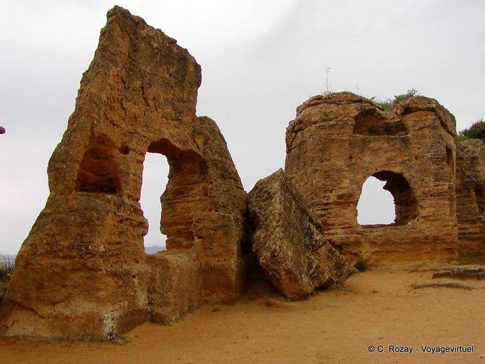 Ancient archaeological site, holes ruins, Agrigento - Italy