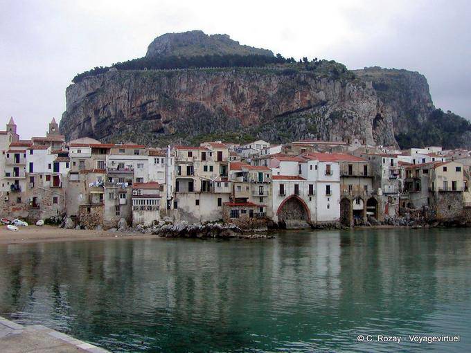 Kephaloidion rock overlooking the city, Cefalu - Italy