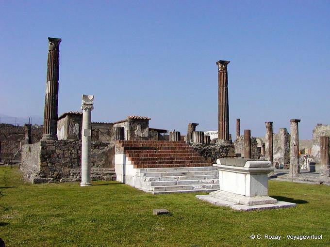 Temple of Apollo, the podium, Pompeii - Italy
