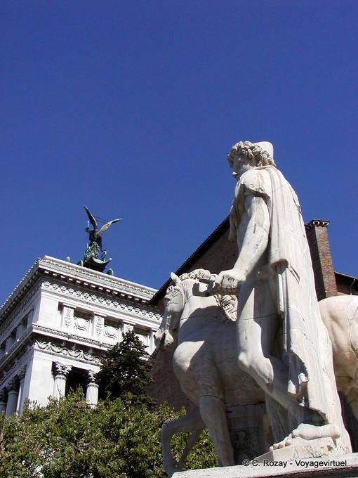 Colossal statue of Castor demigod Dioscurus the fourth century, Capitol Square, Rome - Italy