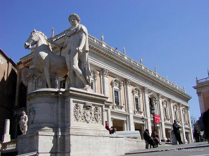 Statue of a Dioscurus atop the Cordonata, Piazza del Campidoglio, Rome - Italy