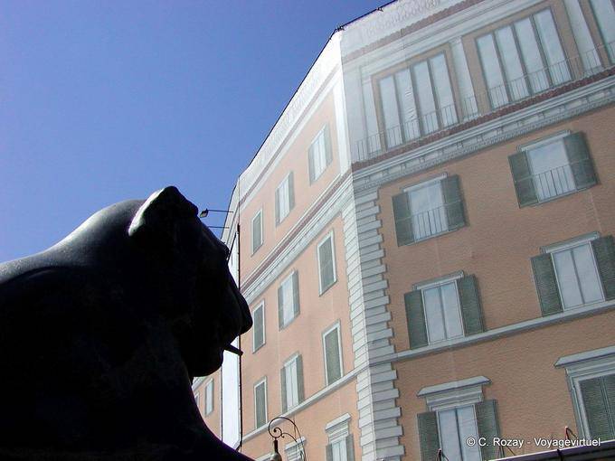 Egyptian lion black basalt, Capitol Square, Rome - Italy