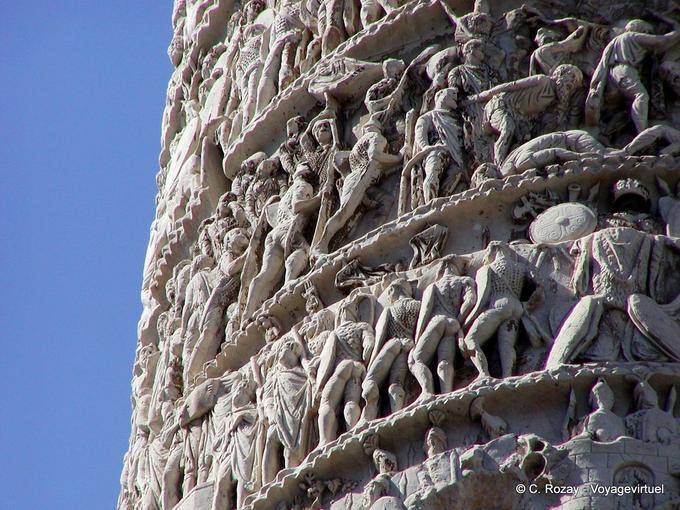 Focus on the sculptures of the Column of Trajan, Rome - Italy